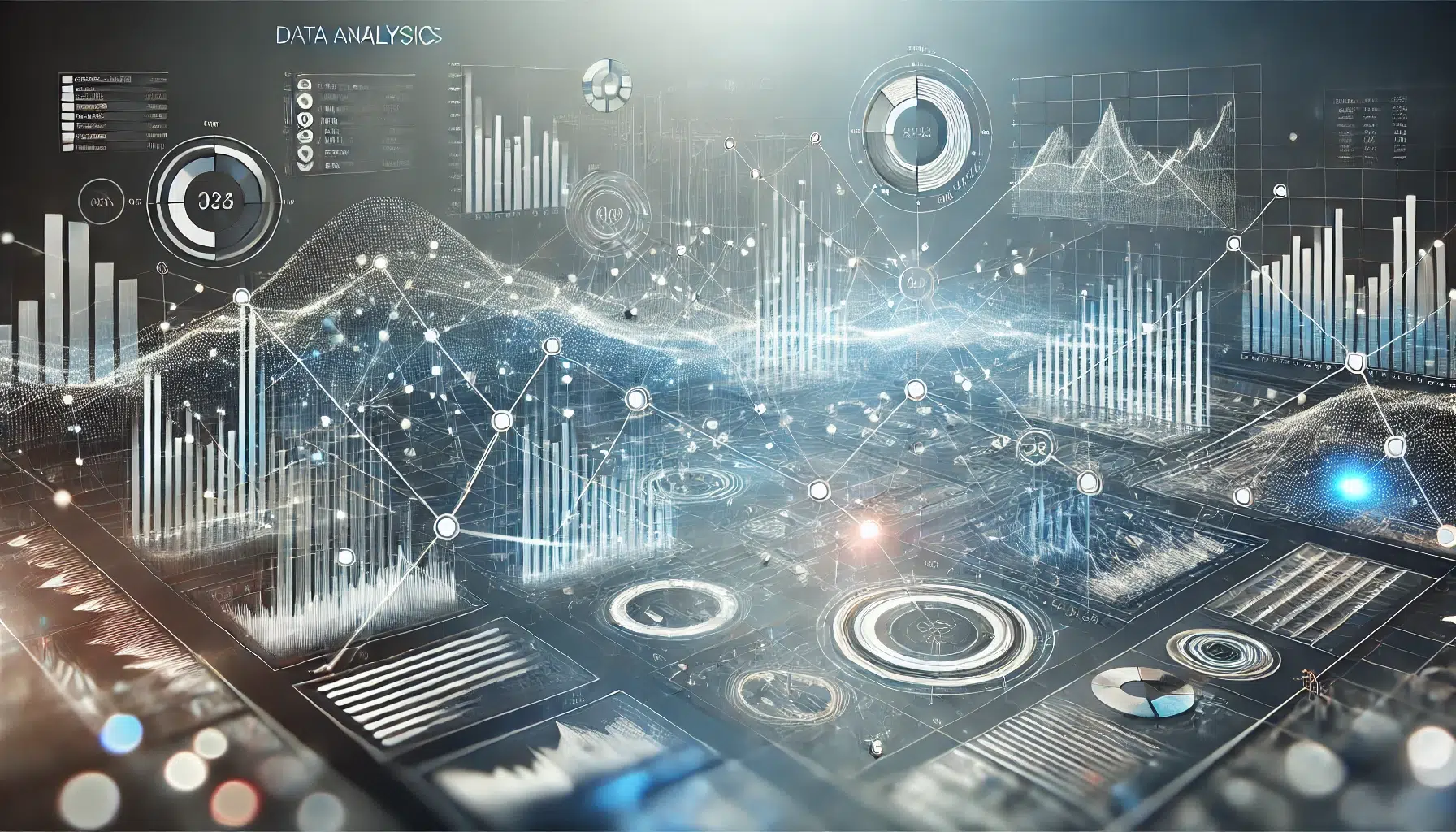 Paysage numérique généré par IA mêlant graphiques, courbes, jauges et réseaux de nœuds connectés, évoquant l'analyse de données et les variations de classement.